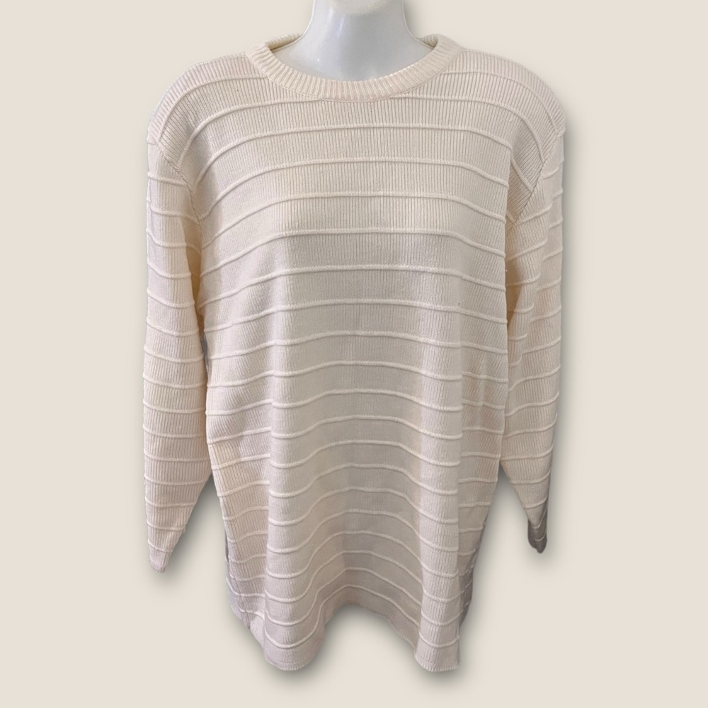 Vintage 80s-90s Tower Hill Pullover Knit Sweater Cream Medium